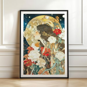 Gaia Goddess Art Nouveau Print: Divine Feminine Mythology (Digital Download)