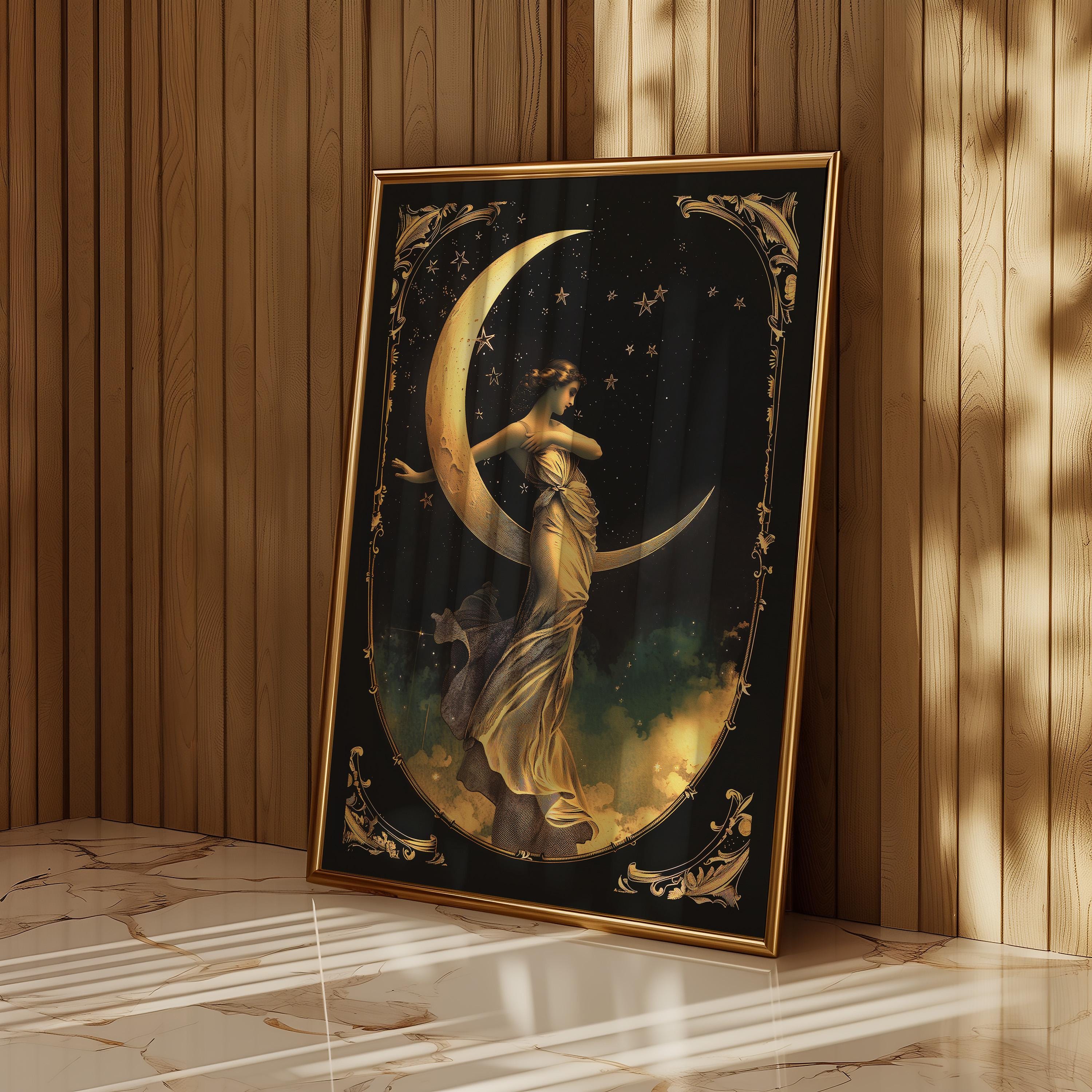 Moon Goddess Art Print | Sacred Feminine Wall Art | Art Nouveau Lunar ...