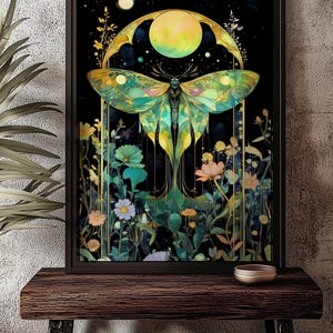 Art Nouveau Luna Moth Art Fine Art Print or Canvas Magical Decor ...