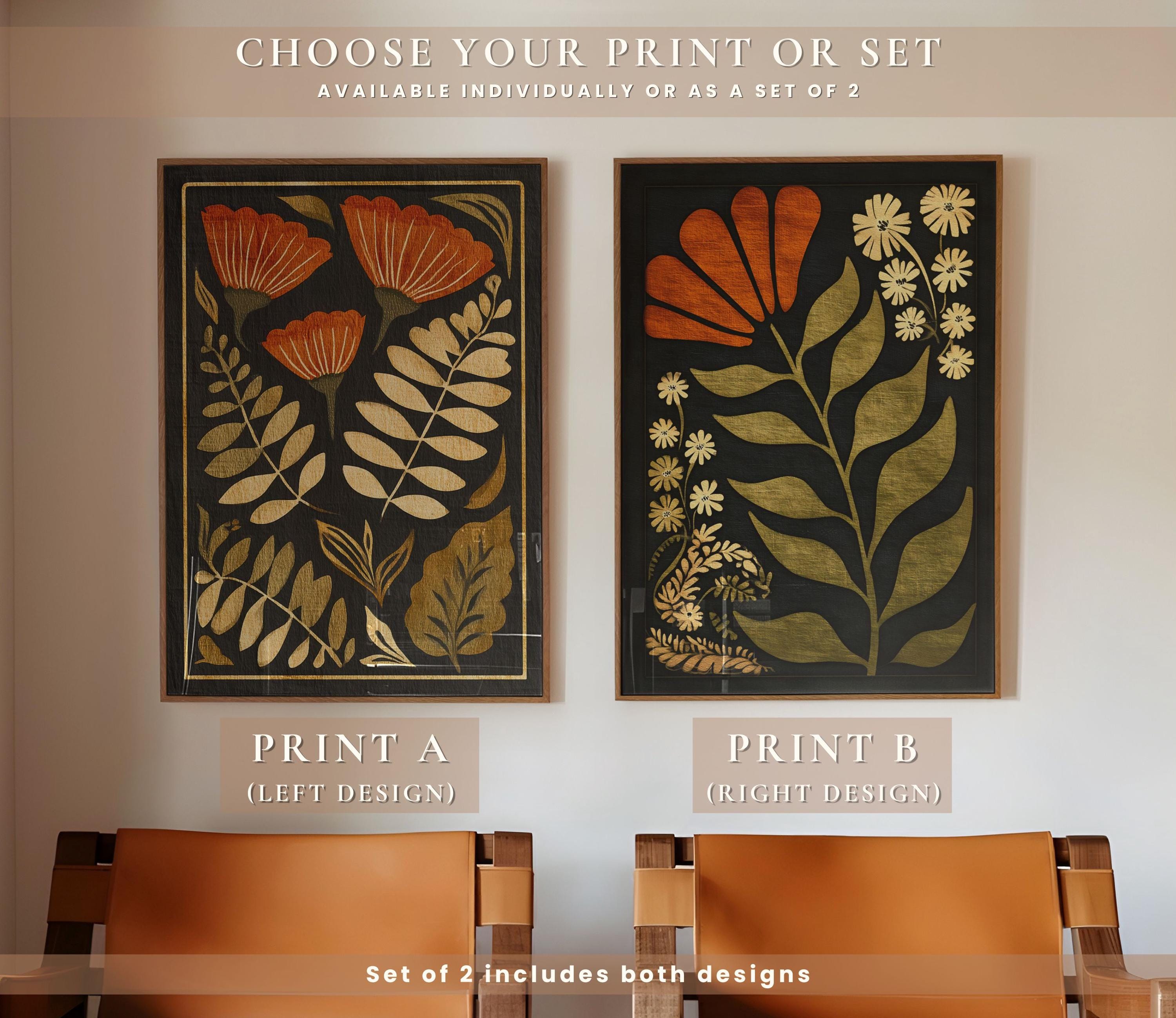 Mid Century Modern Wall Art Set of 2, Botanical Prints, MCM Decor - Etsy