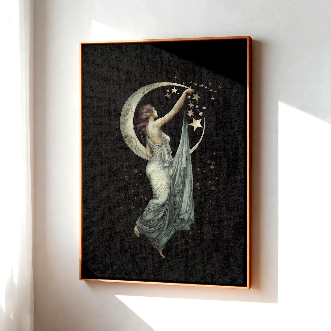 Art Nouveau Moon Goddess Wall Art, Celestial Divine Feminine Print - Etsy