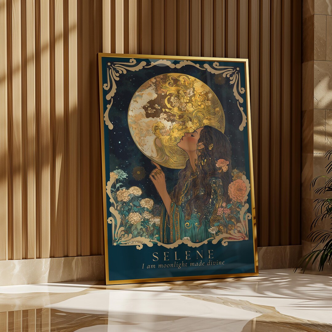 Selene Goddess Wall Art — Art Nouveau Divine Feminine Poster, Moonlight ...
