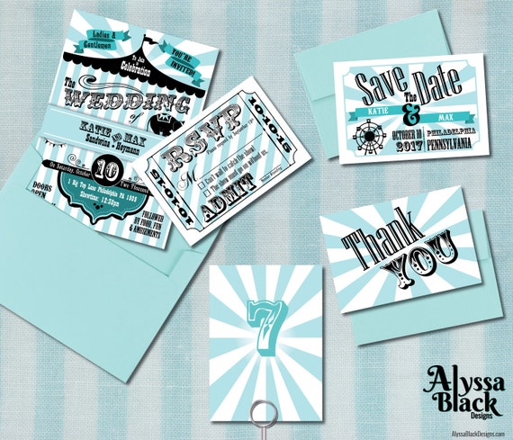 Carnival Wedding Invitation Set Customizable Instant Etsy