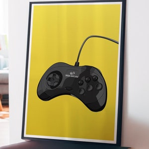 Gamer Art, Retro Video Game Console Controllers Print, Gifts for Gamer, Game Room Poster, Teen Boys Bedroom Decor, Video Game Illustrations