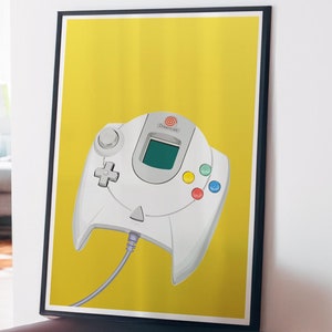Gamer Art, Retro Video Game Console Controllers Print, Prezenty dla Gamera, Plakat do pokoju gier, Wystrój sypialni nastoletnich chłopców, Ilustracje gier wideo