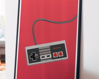 Retro Game Console Controller Art Print: Gamer Room Decor (Digital Download)