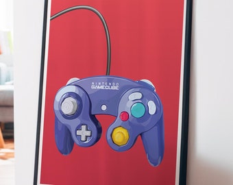 Retro Game Console Controller Art Print: Gamer Room Decor (Digital Download)