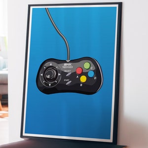 Gamer Art, Retro Video Game Console Controllers Print, Gifts for Gamer, Game Room Poster, Teen Boys Bedroom Decor, Video Game Illustrations