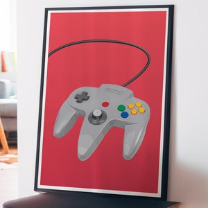 Gamer Art, Retro Video Game Console Controllers Print, Prezenty dla Gamera, Plakat do pokoju gier, Wystrój sypialni nastoletnich chłopców, Ilustracje gier wideo