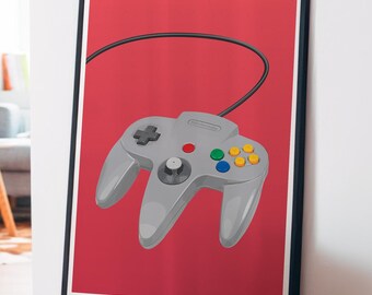 Retro N64-controllerprint: gamerkamerinrichting (digitale download)