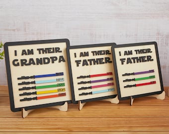 Personalized I Am Their Father Lightsaber Sign, Father's Day Gift