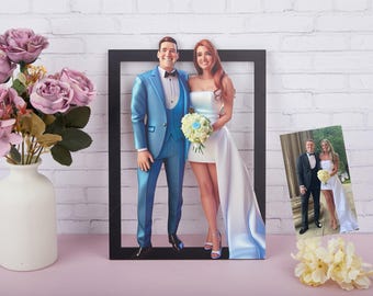Custom 3D Wooden Cartoon Portrait, Family Photo Gift