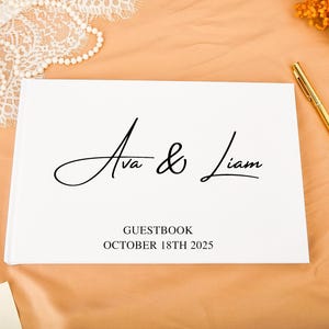 Personalized Wedding Guest Book - Elegant Custom Reception Guestbook for Signing, Wedding Keepsake Gift, Anniversary Signing Book