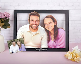 Personalized Pixar Style Wooden Family Portrait, Custom 3D Cartoon Painting