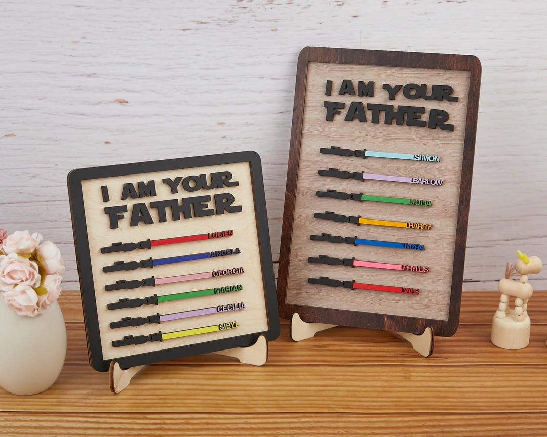 Custom Engraved Wooden Sign With Family Name, Personalized Father's Day ...