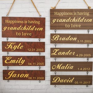 Wooden Grandchildren Sign, Personalized Grandparent Sign, Customizable Wooden Plaque for Birthdays or Christmas, Grandchildren Birthday Sign