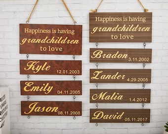 Wooden Grandchildren Sign, Personalized Grandparent Sign, Customizable Wooden Plaque for Birthdays or Christmas, Grandchildren Birthday Sign