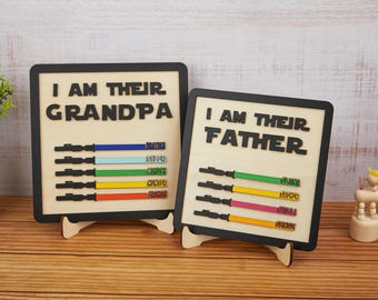 Personalized I Am Their Father Sign, Custom Lightsaber Sign, Personalized Gift for Dad, Wooden Family Sign, Gift For Dad, Best Dad Ever