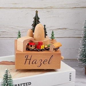 Caja de música de regalo de Navidad, Caja de música tallada a mano, Caja de música de regalo para niños, Caja de música de recuerdo, Caja de música de carrusel, Caja de música de madera