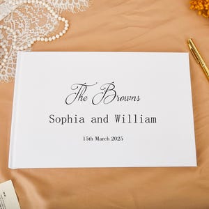 Personalized Wedding Guest Signing Book, Simple Elegant Text Design, Custom Reception Guestbook, Engagement Signning Book, Wedding Gifts