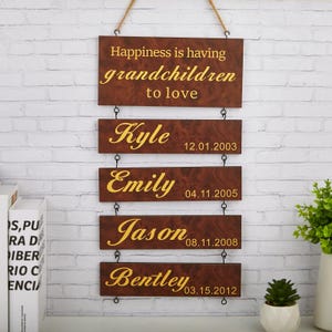 Personalized Grandparent Sign, Customize Wooden Sign,Wooden Name Signs, Thoughtful Gift for Grandma/Grandpa, Christmas Gift