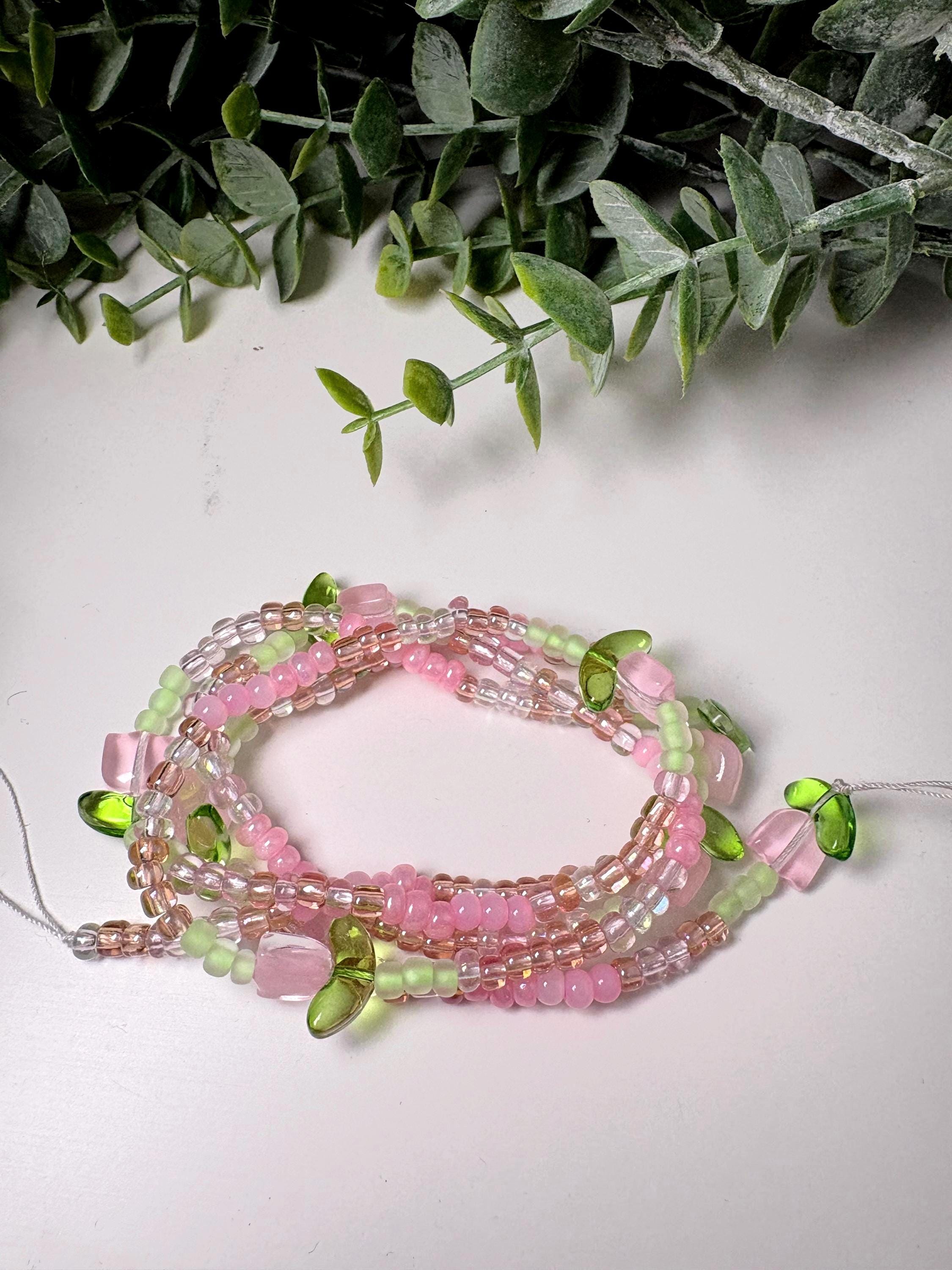 Delicate Pink Waist Beaded Layered  with Flower Charm Flower Body Chain - Etsy main image 2