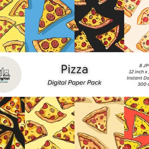 Pizza Digital Paper | Fun Food Illustrations | Pizza Scrapbook | Digital Download | Seamless Pattern | Instant Pizza Party Graphics