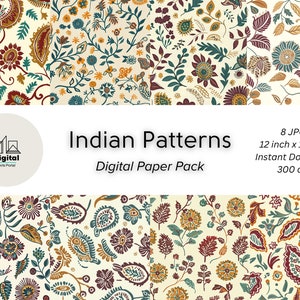 Traditionelles Indisches Block Print Muster | Blumenmuster | Vintage indische Muster | Nahtloses druckbares Muster | Sofortdownload