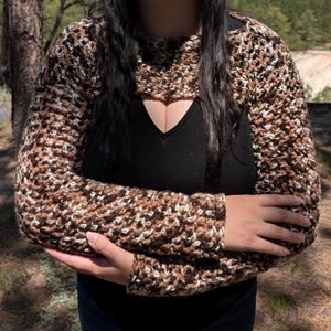 Speckled Earth Sleeves, crochet sleeves, bolero sleeves, handmade, multiple sizes, neutral colors, bolero shrug, long sleeve top