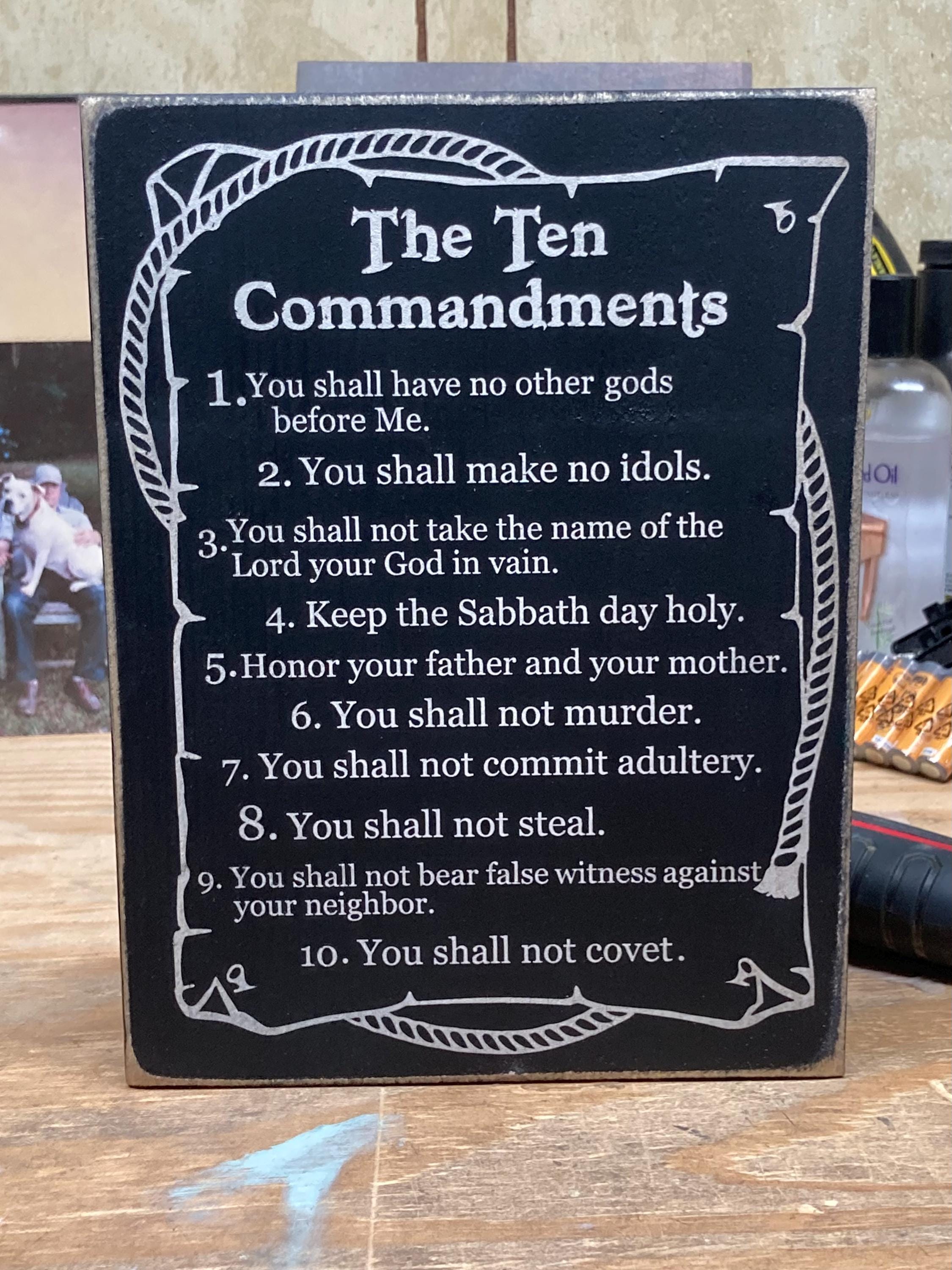 Inspirational Ten Commandments Sign | Laser Engraved White Pine | 3/4 ...
