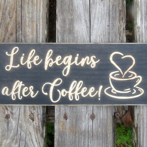 coffee sign, kitchen wall decor, life begins after coffee sign, kitchen decor, kitchen sign, coffee decor, coffee lover, home decor, rustic