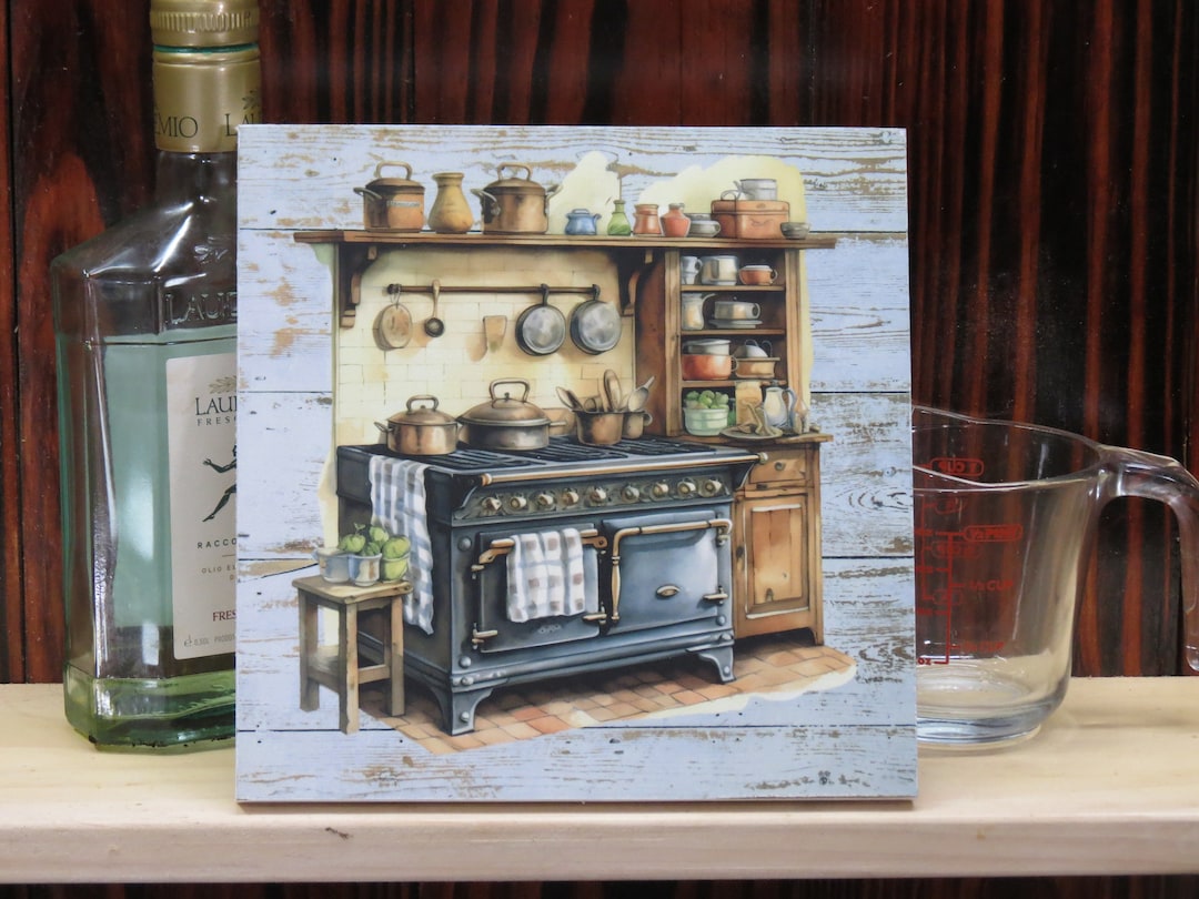 Antique Stove and Hutch Farmhouse Style Wall Decor Picture Etsy