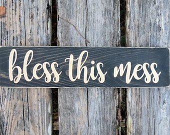 bless this mess sign, bless this mess, home decor, farmhouse decor, farmhouse sign, wall decor, wood sign, sign, housewarming gift, rustic