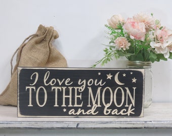 I love you to the moon and back sign, i love you, nursery decor, nursery sign, i love you sign, baby shower gift, nursery