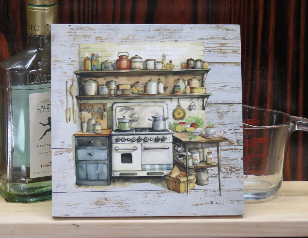 Antique Stove and Hutch Farmhouse Style Wall Decor Picture Etsy