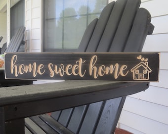 lightly distressed home sweet home wall hanging rustic sign