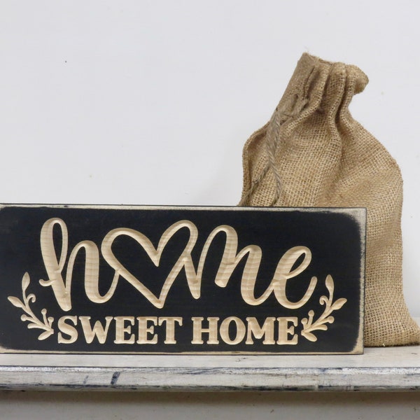 lightly distressed home sweet home wall hanging rustic sign