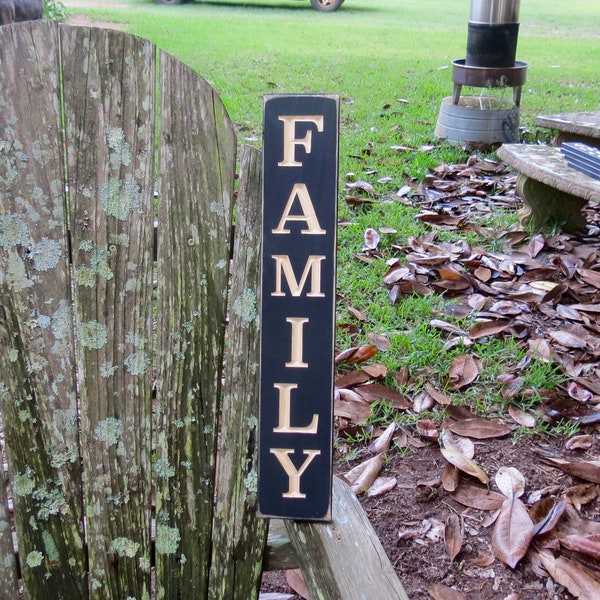 vertical family lightly distressed wood sign