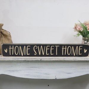 home sweet home lightly distressed carved wood sign