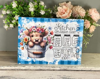 kitchen conversions chart wall hanging wood sign, bible quote, kitchen conversions, conversions chart, kitchen measurements