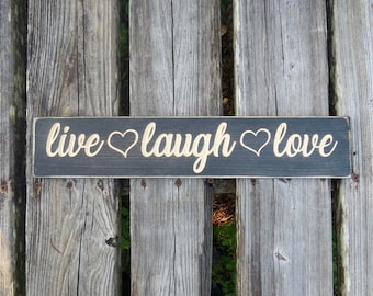 Rustic Carved Wood Live Laugh Love Sign, Home Decor