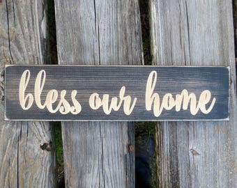 bless our home sign,bless our home,housewarming gift, home decor, wood sign, home sign, bless this home, god bless our home, wood signs