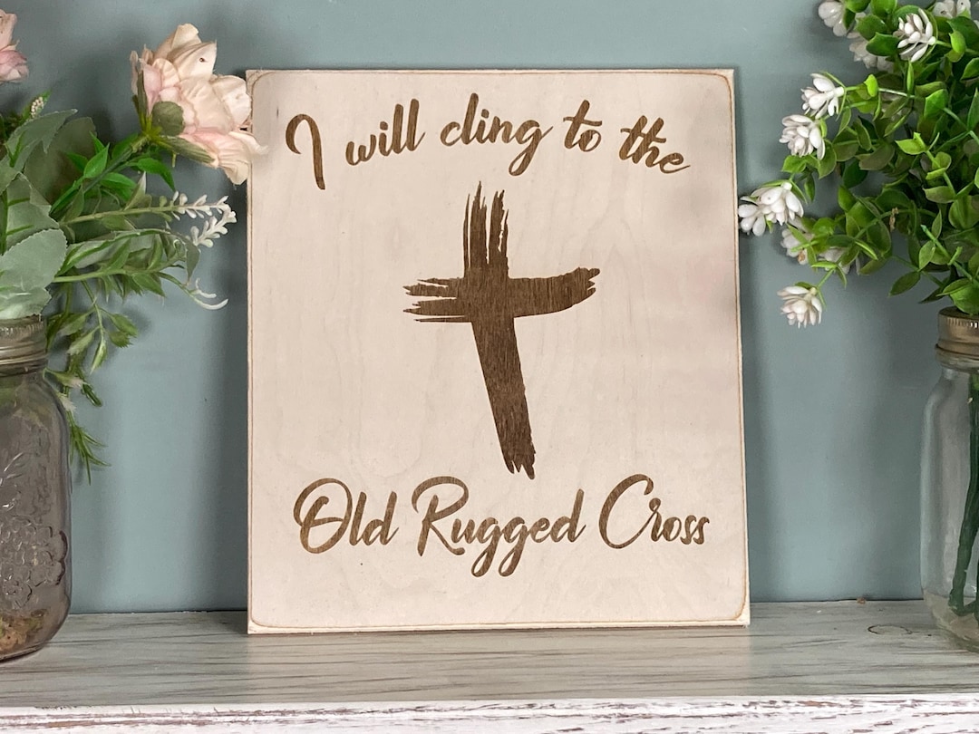 Antique White Old Rugged Cross Sign | Decorative Wood With Finished ...