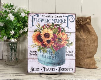 country lane flower market wall hanging sign, grow your own sunflower, sunflower field, sunflower picture, wild sunflowers, grow sunflowers