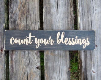 Count Your Blessings Rustic Wood Wall Sign 12x18