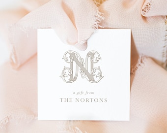 Custom Gift Tag Wedding, Personalized Gift Tags, Gift Tag Personalized Monogram Tag, Wedding Gift Tag Favors - Choice of Shape | CHARLOTTE