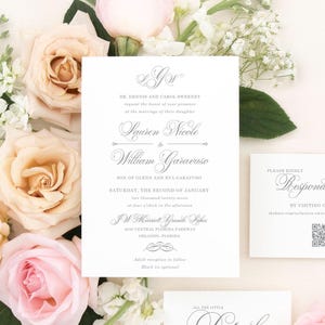 LAUREN | Traditional Wedding Invitation Suite with a Monogram, Printed Invitation Set,  Classic Wedding Invite, Timeless Wedding Invitation