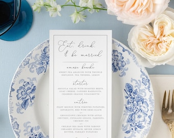 Minimalist Wedding Menu Printed, Modern Script Wedding Dinner Menu, Reception Dinner Menu, Personalized Wedding Menu, Modern Wedding | Molly