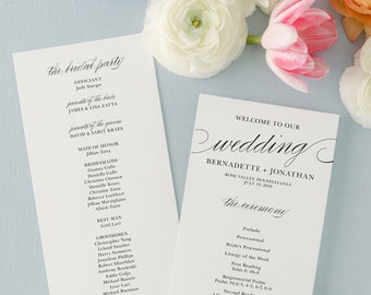 Simple Wedding Program,  Modern Wedding Ceremony Program - Bernadette