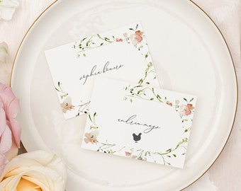 MELISSA | Floral Wedding Place Cards, Wildflower Wedding Escort Cards, Wedding Decor Name Place Cards, Wedding Table Decor Place Card